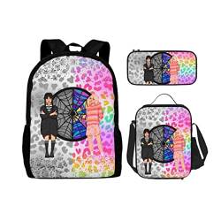 Nvibcsd 3-teiliges Mädchen-Rucksack mit isolierter Lunchtasche, Federmäppchen für Mädchen, Jungen, Schulrucksack, großes Fassungsvermögen, Rucksack-Set von Nvibcsd
