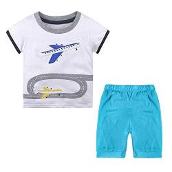 Klamotten Junge Bekleidungsset Kleinkind Sommer Kleidung Kinder Schlafanzug Sport Set Blau Hemd und Kurze Hose 5 Jahre von Nwada