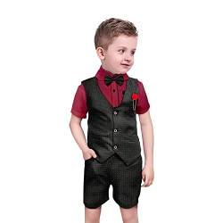 Nwada 4 Stück Jungen Anzug Set Kinder Blazer & Hosen Outfit, Slim Fit Jungen Anzug für Hochzeit, Taufe, Festzug, Party, Kirche, Cocktail Party Geburtstag oder tägliches Tragen von Nwada