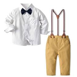 Nwada Anzug Kinder Kinderkleidung Junge Bekleidungsset Vintage Kleidung Taufanzug Hemd und Hosenträge Hose und Fliege von Nwada