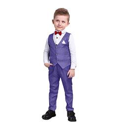 Nwada Baby Jungen Anzug Jungen Hochzeit Outfits 4pcs Weste + Hemd + Fliege + Hose Kleidung Set 6-7 Jahre von Nwada