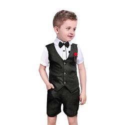 Nwada Baby Jungen Smoking Strampler Gentleman Sommer Kleidung Anzug Kurz Fliege Jumpsuit Outfit mit Abnehmbare Hosenträger 2-3 Jahre von Nwada