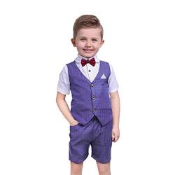 Nwada Kleinkind Anzüge Jungen Gentlemen Weste Anzug Hochzeit Outfits 4 Stück Jungen Weste und Hose Set Kleid Anzug 3-4 Jahre von Nwada