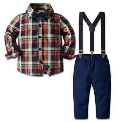 Nwada Kleinkind Jungen Kleidung Sets, Baby Gentleman Outfit Hemd mit Fliege und Hosenträgerhose 4-teilige Kinder formelle Anzüge von Nwada