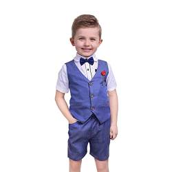 Nwada Säugling Baby Jungs Gentleman Krawatte Strampler und Kurze Hose Overall Outfits,Weste + Hemd +Gurt+Krawatte 3-4 Jahre von Nwada