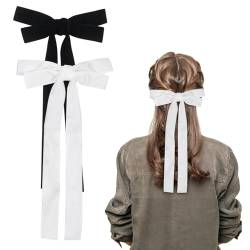 2 Stück Haarschleife Damen Haarspangen Schleife, Samt Haarklammer mit Schleife Haarschmuck für Mädchen Damen(Schwarz, Weiß) von Nwvuop