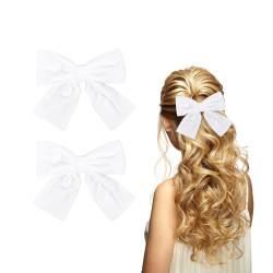 2 Stück Haarschleife Damen Haarspangen mit Schleife, 9cm Samt Haarschleife Haarschmuck für Mädchen Frauen(Weiß) von Nwvuop