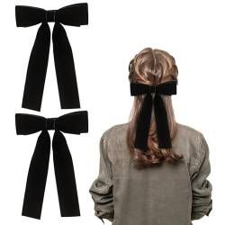 2 Stück Haarschleifen Samt Schleifen Haarspange, Samt Haarklammer Haarspangen für Mädchen Damen(Schwarz) von Nwvuop