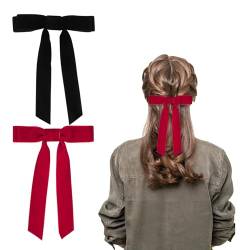 2 Stück Haarspange Schleife Haarschleifen Damen Mädchen, Samt Schleifen für Haare(Schwarz, Rot) von Nwvuop