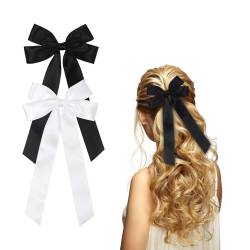 2 Stück Haarspange Schleife Haarschleifen Haarschmuck Damen, Schwarz Schleifen Spange Hair Bows Haarklammer für Frauen Mädchen(Schwarz, Weiß) von Nwvuop