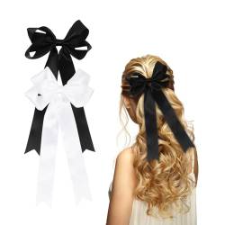 2 Stück Schleife Haarspangen Haarschleife Haarschmuck, Schwarz Haarschleife für Damen und Mädchen(Schwarz, Weiß) von Nwvuop