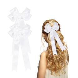 2 Stück Schleife Haarspangen Haarschleife Haarschmuck, Schwarz Haarschleife für Damen und Mädchen(Weiß) von Nwvuop