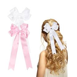 2 Stück Schleife Haarspangen Haarschleife Haarschmuck, Schwarz Haarschleife für Damen und Mädchen(Weiß, Rosa) von Nwvuop