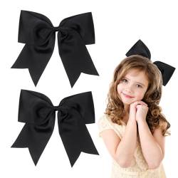 Nwvuop 2 schwarze Haarschleifen, große Schleife, Haarspangen für Damen und Mädchen, Haarspangen, 20,3 cm von Nwvuop