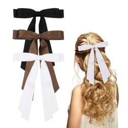 3 Stück Haarschleifen für Damen Mädchen, Haarspangen Haarschleifen Satin Schwarz Schleifen Haare für Kleinkinder(Schwarz, Weiß, Braun) von Nwvuop