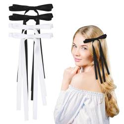 4 Stück Haarschleife Damen Haarspangen mit Schleife, Satin Schleife Haare Haarschmuck Für Mädchen Kinder(Schwarz, Weiß) von Nwvuop