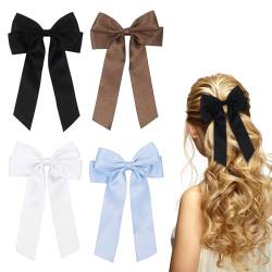 Haarschleifen, Satin-Schleifen für Haare, schwarze Schleife, Haarschmuck für Mädchen und Damen, 4 Farben - 02, 4 Stück von Nwvuop