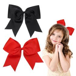 Haarschleifen, große Schleife, Haarspangen für Damen und Mädchen, 20,3 cm, Schwarz, Rot, 2 Stück von Nwvuop