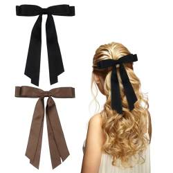 Haarschleifen für Damen, Satin-Haarbänder, schwarze Schleife, Haarschmuck für Mädchen (schwarz, braun), 2 Stück von Nwvuop