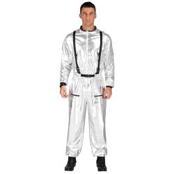 Nyeemya Damen Herren Space Kostüm Outfit Glänzend Overall Jumpsuit Langarm Ganzkörper Body Sport Jogging Anzug Silber L von Nyeemya