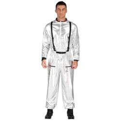 Nyeemya Damen Herren Space Kostüm Outfit Glänzend Overall Jumpsuit Langarm Ganzkörper Body Sport Jogging Anzug Silber XL von Nyeemya