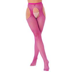 Nyeemya Damen Strumpfhosen Im Schritt Offen Transparent Mesh Strümpfe Leggings Ouvert Stretch Netzstrümpfe Einheitsgröße Erotik Reizwäsche Nachtwear Hot Pink Einheitsgröße von Nyeemya