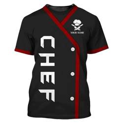 Nyeemya Herren Koch T-Shirt Chef Kurzarmshirt mit 3 D Druck Kochjacke Uniform Gedruckt Tee Oberteile Lustige Unterhemd Schwarz L von Nyeemya