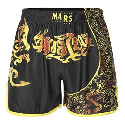 Nyeemya Herren Thaibox Boxing Shorts Gedruckt Kurze Sporthosen Kickboxen Training Pants Schlafshorts Longe Hose Schwarz M von Nyeemya