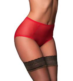 Nylon Miederhöschen 'Betty' Powermesh Brief Knickers Nylons Rot Gr. L von Nylon Dreams