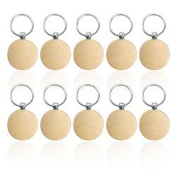 10 Stück runde Schlüsselanhänger aus Holz, personalisierte kreative Schlüsselanhänger, beschriftbare Schlüsselanhänger, Holzanhänger, geeignet für Weihnachtsgeschenke für Familie oder Freunde. von NyxSeat