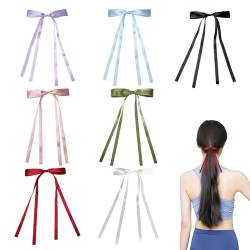 7er-Pack lange Schwanzband-Haarspangen, Schleifen-Haarspangen für Frauen, Quastenband-Haarspangen, schöne Kopfbedeckung für Mädchen und Frauen (7 Farben) von NyxSeat