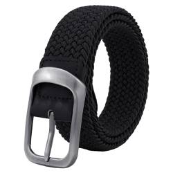NyxSeat 1 Stück Herrengürtel, Herren-Stretchgürtel, elastisches Band, gewebter Gürtel, Herren-Lochlosgürtel, Freizeitgürtel (schwarz) von NyxSeat