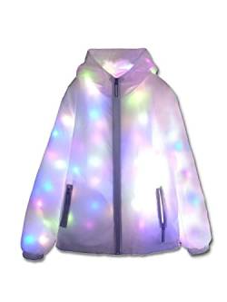 O-MAYEVER LED-Leuchtende Jacke für Damen und Herren, Mantel für elektronische Musik, Festivals, Karneval, Bars, Weihnachten, Weiß, Large von O-MAYEVER