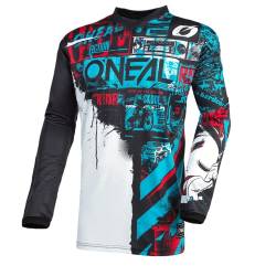 O'NEAL | Motocross-Jersey Langarm | Kinder | MX Enduro | Gepolsterter Ellbogenschutz, V-Ausschnitt, atmungsaktiv | Element Youth Jersey Ride | Schwarz Blau | Größe XL von O'NEAL