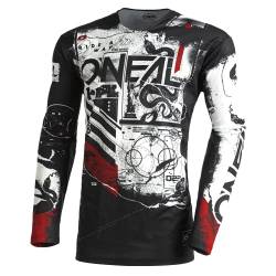 O'NEAL | Motocross-Shirt Langarm | MX MTB Mountainbike | Leichtes Material, ergonomischer Slim Fit Schnitt für perfekte Passform | Mayhem Jersey Scarz V.22 | Erwachsene | Schwarz Weiß Rot | Größe S von O'NEAL