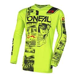 O'NEAL | Motocross-Shirt Langarm | MX MTB Mountainbike | Passform für Maximale Bewegungsfreiheit, Eingenähter Ellbogenschutz | Element Youth Jersey Attack V.23 | Kinder | Neon-Gelb Schwarz | Größe L von O'NEAL