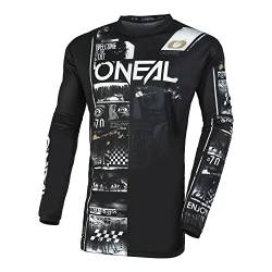 O'NEAL | Motocross-Shirt Langarm | MX MTB Mountainbike | Passform für Maximale Bewegungsfreiheit, Eingenähter Ellbogenschutz | Element Youth Jersey Attack V.23 | Kinder | Schwarz Weiß | Größe L von O'NEAL