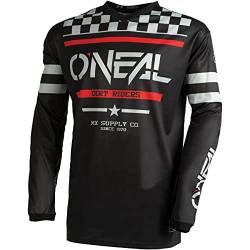 O'NEAL | Motocross-Shirt langarm | Kinder | MX MTB Mountainbike | Leichtes Material, ergonomischer Slim Fit Schnitt für perfekte Passform | Element Youth Jersey Squadron V.22 | Schwarz Grau | L von O'NEAL