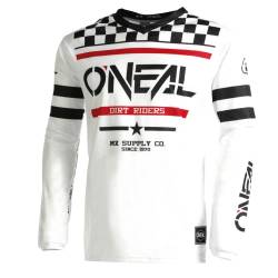 O'NEAL | Motocross-Shirt langarm | Kinder | MX MTB Mountainbike | Leichtes Material, ergonomischer Slim Fit Schnitt für perfekte Passform | Element Youth Jersey Squadron V.22 | Weiß Schwarz | L von O'NEAL