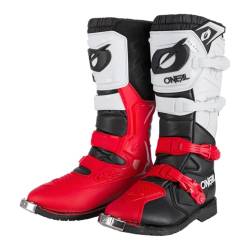 O'NEAL | Motocross-Stiefel | Enduro Motorrad | Komfort durch Air-Mesh-Innenleben, vier Verschlussschnallen, hochwertiges Synthetik-Material | Boots Rider Pro | Erwachsene | Schwarz Weiß Rot | Größe 46 von O'NEAL