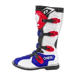 O'NEAL | Motocross-Stiefel | Enduro Motorrad | Komfort durch Air-Mesh-Innenleben, vier Verschlussschnallen, hochwertiges Synthetik-Material | Boots Rider Pro | Erwachsene | Weiß Rot Blau | Größe 40 von O'NEAL