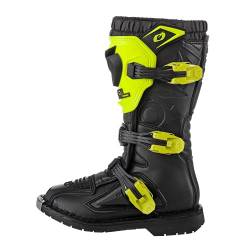 O'NEAL | Motocross-Stiefel | Kinder | Enduro Motorrad | Komfortables Air-Mesh, vier Verschlussschnallen, hochwertiges Synthetik-Material | Boots Rider Pro Youth | Schwarz Neon-Gelb | Größe 12/31 von O'NEAL