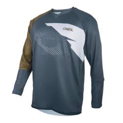 O'NEAL | Mountainbike-Jersey Langarm | MX MTB Motocross Enduro | Schnell trocknendes, atmungsaktives Material, Flache Nähte, Mesh-Einsätze | Tobanga Jersey | Erwachsene | Grau Olive | Größe S von O'NEAL