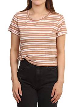 O'NEILL Damen Lw Striped Knotted T-Shirt, 7940 Braun-Beige AOP W/Pink, M-L (3er Pack) von O'Neill