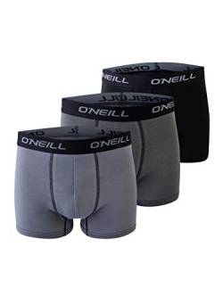 O'Neill Herren Basic Boxer-Short | sportlicher Begleiter für den Alltag im 3er Set | Grau Schwarz S von O'Neill