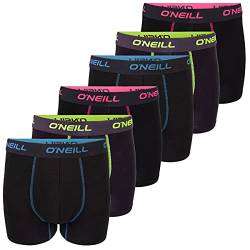 O'Neill Herren Boxershorts 6er Pack Uni Sport Boxer Männer Basic Trunk Unterwäsche Unterhose ohne Eingriff, Größe:XL, Vorteilspacks:6X Black Neon (7003) von O'Neill