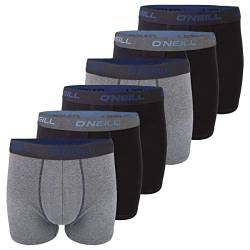 O'Neill Herren Boxershorts 6er Pack Uni Sport Boxer Männer Basic Trunk Unterwäsche Unterhose ohne Eingriff, Größe:XL, Vorteilspacks:6X Grey Charcoal Black (7007) von O'Neill