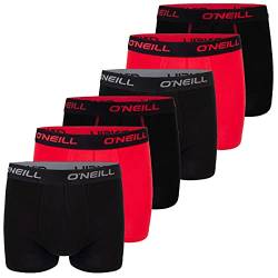 O'Neill Herren Boxershorts 6er Pack Uni Sport Boxer Männer Basic Trunk Unterwäsche Unterhose ohne Eingriff, Größe:XXL, Vorteilspacks:6X Black Red (7000) von O'Neill