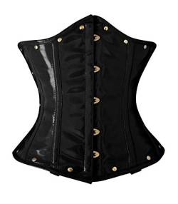 Damen-Taillenmieder aus Stahl, PVC, Seeschnalle, Unterbrustkorsett 9030, Schwarz , 3XL (Taille 38) von O Yes