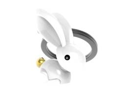 Hase Schlüsselanhänger Bunny weiß hematite gold Metall Rabbit Ostern MTM-SH-69 von O meta[l]morphose